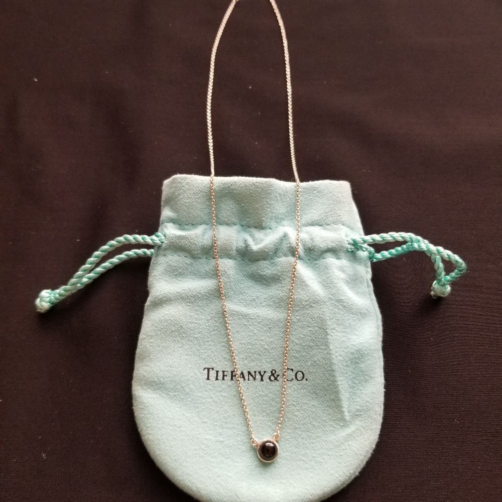 Tiffany & Co. Silver Necklace with Black Pendant